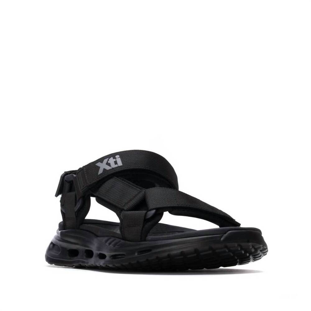 NEW XTI men's airsole ergonomic t-strap sandals in black